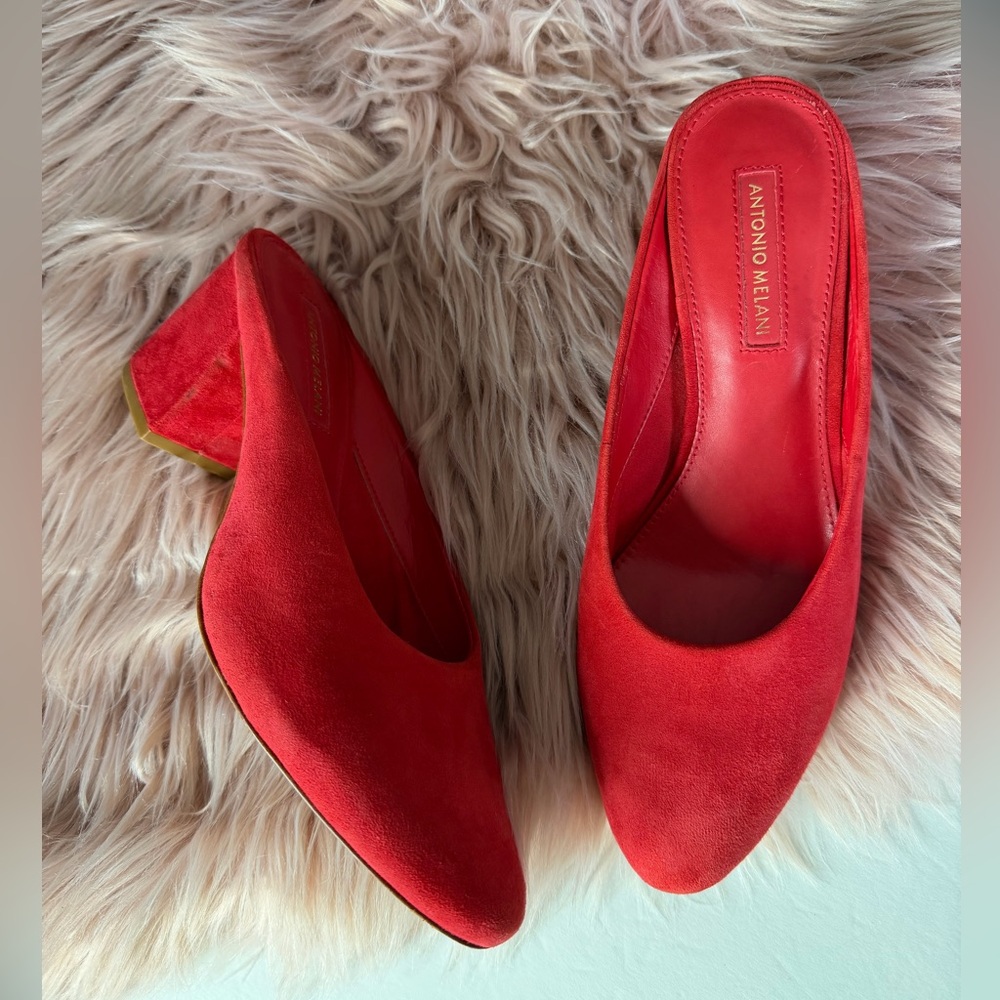 ANTONIO MELANI Bernadella Suede Mules Red Size 6,5